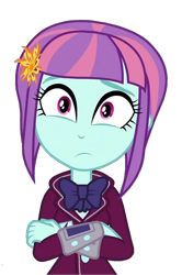 Size: 814x1224 | Tagged: safe, imported from derpibooru, sunny flare, human, equestria girls, expressions, hasbro, looking at something, simple background, solo, transparent background