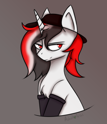 Size: 1876x2182 | Tagged: safe, artist:ashel_aras, imported from derpibooru, oc, oc only, oc:red rocket, unicorn, fallout equestria, bust, commission, horn, not blackjack, portrait, sketch, solo, unicorn oc