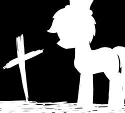 Size: 3351x3023 | Tagged: safe, artist:professorventurer, imported from derpibooru, oc, oc:professor venturer, black and white, cross, grave, grayscale, in memoriam, monochrome, silhouette, vent art