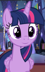 Size: 377x594 | Tagged: safe, edit, edited screencap, editor:twilyisbestpone, imported from derpibooru, screencap, twilight sparkle, alicorn, pony, a rockhoof and a hard place, season 8, spoiler:s08, cropped, cute, female, inverted mouth, smiling, solo, twiabetes, twilight sparkle (alicorn), twilight's castle