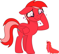 Size: 1234x1146 | Tagged: safe, artist:aidanthedrawerboi10, artist:klewgcg, imported from derpibooru, oc, oc only, oc:cerise blossom, caterpillar, pony, simple background, solo, transparent background