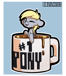 Size: 2000x2300 | Tagged: safe, artist:ronin20181, imported from derpibooru, derpy hooves, pegasus, pony, cup, cup of pony, micro, mug, one eye closed, solo, tongue out, wink