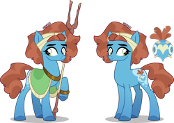 Size: 4000x2829 | Tagged: safe, artist:orin331, imported from derpibooru, meadowbrook, earth pony, pony, alternate hairstyle, bracelet, coat markings, eyebrows, hooves, jewelry, raised hoof, redesign, shawl, simple background, staff, staff of sameness, transparent background