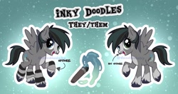 Size: 1793x949 | Tagged: safe, artist:doodlesinky, imported from derpibooru, oc, oc only, oc:inky doodles, pegasus, pony, cutie mark, full body, nonbinary, pegasus oc, pronouns, reference sheet, wings