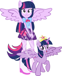 Size: 827x1012 | Tagged: safe, artist:rarity3257, imported from derpibooru, twilight sparkle, alicorn, human, pony, equestria girls, big crown thingy, element of magic, human ponidox, jewelry, large wings, obtrusive watermark, ponied up, rarity boots, regalia, self paradox, self ponidox, simple background, spread wings, transparent background, twilight sparkle (alicorn), vector, watermark, wings