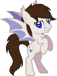 Size: 1070x1419 | Tagged: safe, artist:lightningbolt, derpibooru exclusive, imported from derpibooru, oc, oc only, oc:aero soarer, bat pony, pony, derpibooru community collaboration, .svg available, 2024 community collab, bat wings, chest fluff, fangs, grin, looking at you, male, rearing, show accurate, simple background, slit pupils, smiling, solo, spread wings, stallion, svg, transparent background, vector, wings