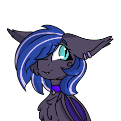 Size: 2000x2000 | Tagged: safe, artist:blue pines, imported from derpibooru, oc, oc only, oc:kassy nighty, bat pony, pony, bat pony oc, bat wings, commission, ear, ear fluff, ear piercing, fangs, female, fluffy, jewelry, mare, necklace, piercing, simple background, transparent background, wings, ych result