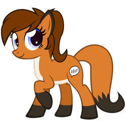 Size: 1501x1501 | Tagged: safe, artist:the smiling pony, imported from derpibooru, oc, oc only, oc:sunnyside, earth pony, fox, fox pony, hybrid, original species, pony, derpibooru community collaboration, .svg available, 2024 community collab, cute, female, looking at you, mare, ponytail, raised hoof, simple background, smiling, solo, transparent background, vector