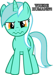 Size: 777x1089 | Tagged: safe, edit, imported from derpibooru, vector edit, lyra heartstrings, pony, unicorn, angry, female, frown, simple background, solo, text, that pony sure does love humans, transparent background, vector, wavy mouth