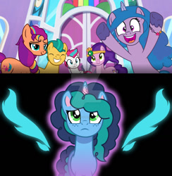 Size: 1280x1313 | Tagged: safe, artist:hate-love12, imported from derpibooru, hitch trailblazer, izzy moonbow, pipp petals, sunny starscout, zipp storm, earth pony, pegasus, pony, unicorn, applejack (g5), deviantart watermark, episode needed, female, fluttershy (g5), g5, g5 to g4, generation leap, male, mane five, mane six (g5), mane stripe sunny, mare, misty brightdawn, my little pony: make your mark, my little pony: make your mark chapter 4, obtrusive watermark, pinkie pie (g5), rainbow dash (g5), rarity (g5), stallion, twilight sparkle (g5), watermark