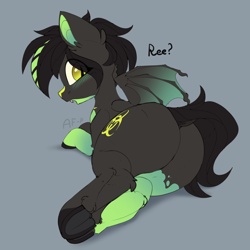 Size: 3500x3500 | Tagged: safe, artist:airfly-pony, imported from derpibooru, oc, oc:chloe (bat), bat pony, bat pony oc, bat wings, butt, female, looking at you, plot, solo, wings