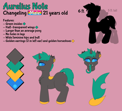 Size: 5500x5000 | Tagged: safe, artist:jacqueling, imported from derpibooru, oc, oc:aurelius note, changeling, changeling oc, male, reference sheet, solo, tongue out