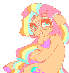 Size: 3600x3800 | Tagged: safe, alternate version, artist:mannybcadavera, imported from derpibooru, sunny starscout, earth pony, pony, colored, cute, female, flat colors, g5, glasses, grin, high res, looking at you, mare, round glasses, simple background, smiling, smiling at you, solo, sunnybetes, white background