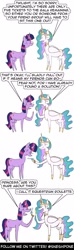 Size: 1000x3400 | Tagged: safe, artist:sneshpone, imported from derpibooru, princess celestia, twilight sparkle, alicorn, pony, unicorn, season 1, the ticket master, alternate scenario, comic, dialogue, duo, duo female, female, gun, mare, russian roulette, speech bubble, this will end in death, this will end in tears, this will end in tears and/or death, unicorn twilight, weapon, wtf