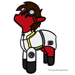 Size: 3000x3000 | Tagged: safe, artist:purple wingshade, imported from derpibooru, oc, oc only, oc:nuclear fission, pony, clothes, cute, goggles, lab coat, male, shoes, simple background, small, solo, stallion, transparent background