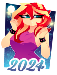 Size: 1500x2000 | Tagged: safe, artist:xan-gelx, imported from derpibooru, sunset shimmer, human, equestria girls, happy new year 2024, high res