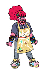 Size: 682x1074 | Tagged: safe, artist:necronyancy, imported from derpibooru, pinkie pie, human, apron, clothes, humanized, simple background, solo, white background