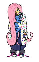 Size: 636x1012 | Tagged: safe, artist:necronyancy, imported from derpibooru, fluttershy, human, clothes, converse, humanized, shoes, simple background, solo, sweater, white background