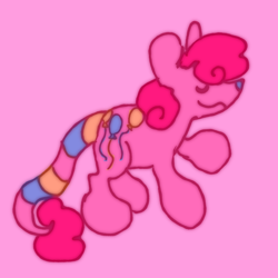 Size: 1280x1280 | Tagged: safe, artist:ponyvillez, imported from derpibooru, pinkie pie, rat, eyes closed, pink background, simple background, smiling, solo, species swap