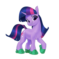 Size: 2700x2700 | Tagged: safe, artist:aquaticvibes, imported from twibooru, twilight sparkle, pony, unicorn, crocs, cute, female, happy, image, looking at you, mare, png, simple background, smiling, smiling at you, solo, transparent background, twiabetes, twilight crockle, unicorn twilight