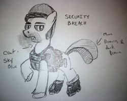 Size: 3834x3074 | Tagged: safe, artist:dhm, imported from derpibooru, oc, oc:security breach, pony, monochrome, secret santa, sketch, solo, traditional art