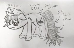 Size: 3884x2542 | Tagged: safe, artist:dhm, imported from derpibooru, oc, oc:slow drip, pony, monochrome, secret santa, sketch, solo, traditional art