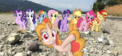 Size: 1748x806 | Tagged: safe, imported from derpibooru, applejack, fluttershy, pinkie pie, rainbow dash, rarity, starlight glimmer, sunset shimmer, twilight sparkle, oc, oc:pizza pie, alicorn, earth pony, pegasus, pony, unicorn, full friendships magic, mane six, pizza pie, twilight sparkle (alicorn)