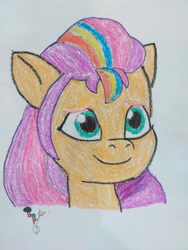 Size: 3000x4000 | Tagged: safe, imported from derpibooru, sunny starscout, drawing, g5, mane stripe sunny, my little pony: tell your tale, smiling, striped mane