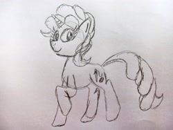 Size: 4160x3120 | Tagged: safe, artist:dhm, imported from derpibooru, oc, pony, unicorn, monochrome, sketch, solo, traditional art