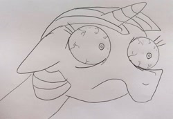 Size: 3223x2215 | Tagged: safe, artist:dhm, imported from derpibooru, twilight sparkle, pony, cursed image, meme face, monochrome, shocked, sketch, solo, traditional art