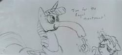 Size: 3602x1621 | Tagged: safe, artist:dhm, imported from derpibooru, twilight sparkle, oc, alicorn, pony, gross, monochrome, nose picking, sketch, snoot, snout, speech, talking, traditional art, twilight sparkle (alicorn)