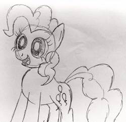 Size: 3067x2969 | Tagged: safe, artist:dhm, imported from derpibooru, pinkie pie, pony, monochrome, sketch, smiling, solo, traditional art