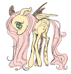 Size: 819x841 | Tagged: safe, artist:1hoorn, imported from derpibooru, fluttershy, pegasus, pony, alternative cutie mark placement, simple background, small wings, solo, white background, wings