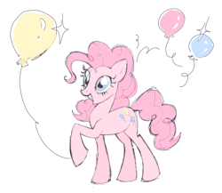 Size: 674x586 | Tagged: safe, artist:1hoorn, imported from derpibooru, pinkie pie, earth pony, pony, balloon, simple background, solo, white background