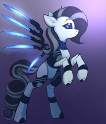 Size: 1755x2047 | Tagged: safe, artist:tatykin, imported from derpibooru, oc, oc:achromia, pegasus, pony, robot, robot pony, black sclera, blue eyes, not rarity, solo