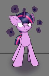 Size: 548x844 | Tagged: safe, artist:cotarsis, imported from derpibooru, twilight sparkle, pony, unicorn, angry, gray background, looking at you, magic, simple background, sketch, solo