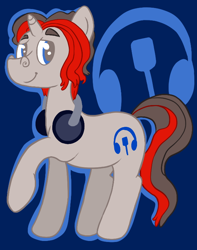 Size: 588x747 | Tagged: safe, artist:tiger-puppy, imported from twibooru, oc, oc only, oc:mic the microphone, pony, unicorn, cutie mark, eyebrows, headphones, image, looking at you, png, raised hoof