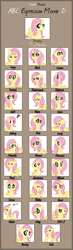 Size: 740x2525 | Tagged: safe, artist:tiger-puppy, imported from twibooru, fluttershy, pegasus, pony, angry, expression meme, eyes closed, facial expressions, female, glasses, heart, image, looking at you, mare, png, solo, winking at you