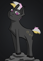 Size: 1668x2388 | Tagged: safe, artist:theedgyduck, imported from derpibooru, oc, oc only, oc:disappearing sparkle, pony, unicorn, broken horn, horn, male, simple background, stallion, unicorn oc