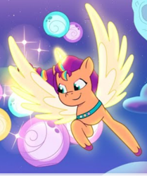 Size: 616x736 | Tagged: safe, imported from derpibooru, screencap, sunny starscout, alicorn, earth pony, pony, spoiler:g5, spoiler:my little pony: tell your tale, spoiler:tyts01e59, bag, cropped, cute, female, g5, mane stripe sunny, mare, moon festival, my little pony: tell your tale, race swap, saddle bag, sunnybetes, sunnycorn