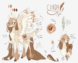 Size: 4968x4037 | Tagged: safe, artist:iheyyasyfox, imported from derpibooru, oc, oc only, oc:cindy fugax, pegasus, pony, absurd resolution, adopted offspring, chest fluff, coat markings, concave belly, eye clipping through hair, feathered fetlocks, female, long mane, long tail, mare, pale belly, parent:fluttershy, reference sheet, ribbon, simple background, slender, socks (coat markings), solo, spread wings, tail, tail feathers, thin, white background, wings