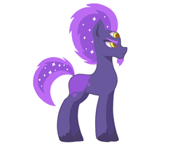 Size: 3000x2500 | Tagged: safe, artist:zendora, imported from twibooru, oc, oc only, oc:nocturne comet, earth pony, pony, earth pony oc, ethereal mane, frown, image, male, missing cutie mark, png, profile, short tail, simple background, solo, stallion, starry mane, third eye, triclops, unshorn fetlocks, white background, wip