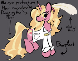 Size: 1092x863 | Tagged: safe, artist:captainzigo, imported from derpibooru, luster dawn, pony, unicorn, clothes, glasses, gray background, lab coat, simple background, text