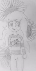 Size: 1552x3040 | Tagged: safe, artist:elidiotadelaesquina, imported from derpibooru, wallflower blush, equestria girls, flower, solo, sunflower, traditional art