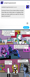 Size: 1170x2950 | Tagged: safe, imported from derpibooru, princess celestia, princess luna, twilight sparkle, oc, alicorn, dracony, dragon, hybrid, pony, undead, vampire, vampony, ask, hobbys, tumblr, twilight sparkle (alicorn)