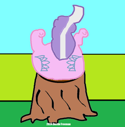 Size: 710x720 | Tagged: safe, artist:coltfan97, imported from derpibooru, diamond tiara, 1000 hours in ms paint, butt, diamond buttiara, plot, stuck, tree stump