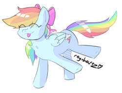 Size: 640x490 | Tagged: safe, artist:raynheartz, imported from derpibooru, rainbow dash, :3, :p, bow, cute, hair bow, silly, simple background, solo, tongue out, white background