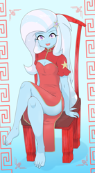 Size: 2745x5014 | Tagged: safe, alternate version, artist:batipin, imported from derpibooru, trixie, equestria girls, chinese dress, clothes, dress, gradient background, multiple variants, solo