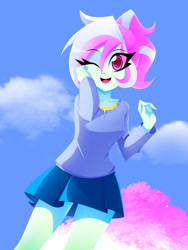 Size: 1500x2000 | Tagged: safe, artist:xan-gelx, imported from derpibooru, oc, oc only, oc:rosemile mulberry, human, equestria girls, clothes, one eye closed, skirt, smiling, wink