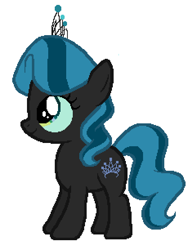 Size: 460x612 | Tagged: artist needed, safe, anonymous artist, imported from derpibooru, diamond tiara, queen chrysalis, earth pony, pony, female, filly, foal, jewelry, palette swap, recolor, smiling, solo, solo female, tiara